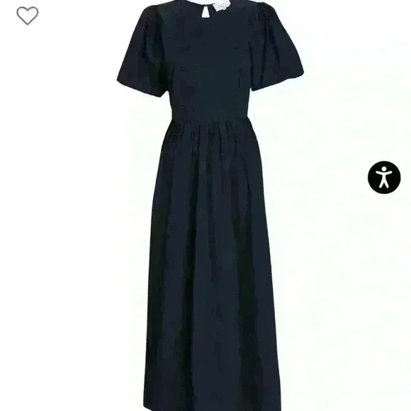 Bird and Knoll Savannah open back navy poplin midi dress - Picture 4 of 13